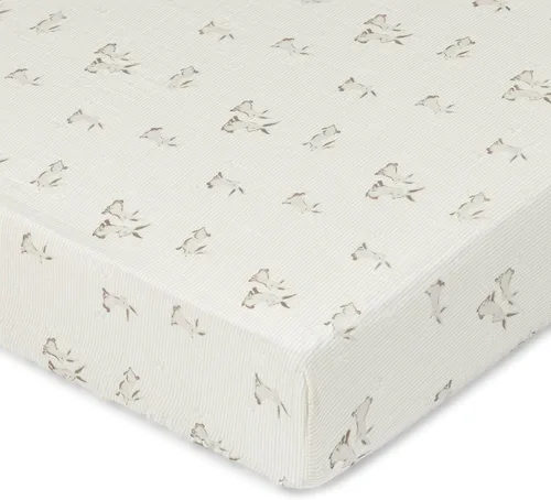 Miniatura 10 de Crane Baby Sábana bajera, sábana bajera ajustable de algodón suave para cunas y guarderías, cobre beige, 28 pulgadas de ancho x 52 pulgadas de alto