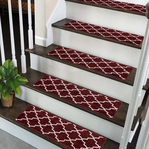 SussexHome - Tiras para escaleras de escalera, 100 % polipropileno, para escaleras interiores, fáciles de instalar, con doble cinta adhesiva,