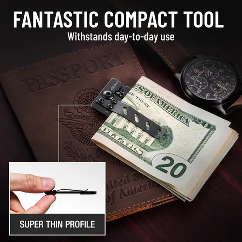 Miniatura 6 de Cuchillo de bolsillo Grand Way - 6 cm de hoja plegable afilada con clip para dinero - Cuchillo pequeño único con hoja de dragón grabada - Soporte