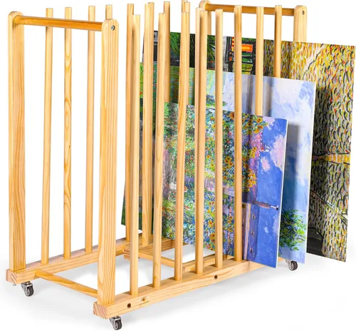 Estante de almacenamiento de arte y estante de arte para organizador de almacenamiento de estudio para lienzos, estante de secado de pintura con
