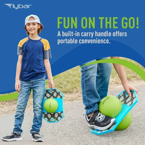 Miniatura 2 de Flybar Pogo - Pelota de truco para niños, tabla de rebote de equilibrio con cubierta antideslizante, bomba incluida, juguetes para interiores y Robot