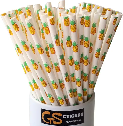 Miniatura 15 de Pajitas de papel biodegradables con estampado de bambú para caja de fiesta de 100