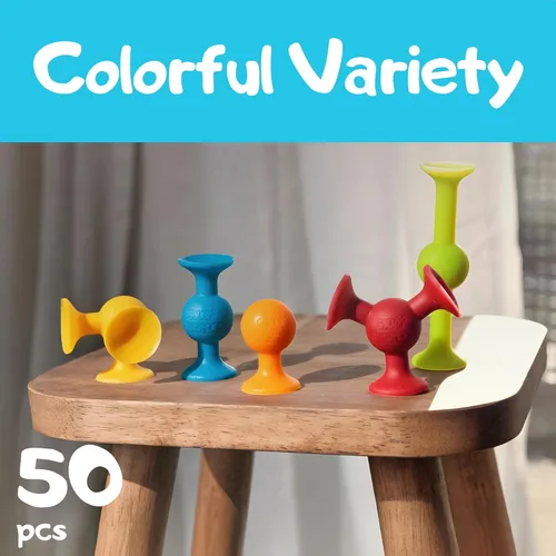 Miniatura 3 de Silly Suckers Juego de juguetes de succión – Juguetes educativos de baño para bebés – Juego de construcción Montessori sensorial – Juguetes de baño