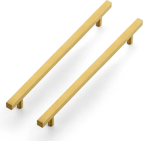 Miniatura 11 de Ravinte Paquete de 5 Manijas de Armario Doradas de Latón Cepillado Tiradores de Armario Cuadrados Dorados Herrajes para Armarios de Cocina - 2