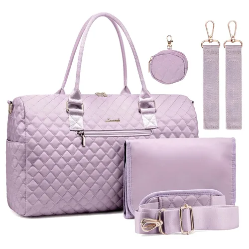 Miniatura 10 de LOVEVOOK - Bolso de pañales con estuche para chupete y cambiador, bolso grande de maternidad para hospital y viajes de fin de semana, bolso