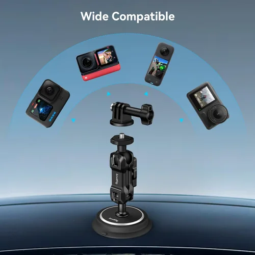Miniatura 7 de SMALLRIG Soporte magnético para GoPro Hero 13/12/11, potente cámara de montaje exterior con cabeza de bola de rotación de 360°, brazo mágico