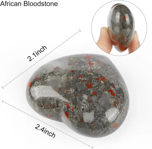 Miniatura 4 de SMQ Piedra de sangre de África, piedras de cristal en forma de corazón, piedras preciosas naturales, pisapapeles, bolsillo hinchado, gran sanación