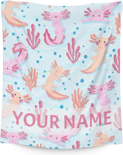 Miniatura 8 de Axolotl - Manta de regalo de 40 x 50 pulgadas para niñas, manta suave y mullida azul para cama, sofá y sala de estar Axolotl1-1