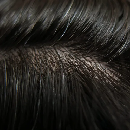 Miniatura 17 de Unidad de reemplazo de cabello súper natural para hombre, cabello sedoso, tupé, inyección de cabello humano real, pelo liso natural, peluca #1B