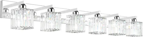 Miniatura 20 de Aipsun Accesorios de Luz Negros para Tocador de Baño Lámpara de Tocador Moderna de Cristal para Baño 4 Luces (Excluye Bombilla)