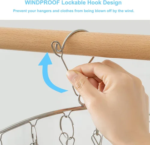 Miniatura 7 de Percha de ropa con 10 clips, estante de secado de ropa, paquete de 6 perchas de acero inoxidable para calcetines y colgador, organizador magnético