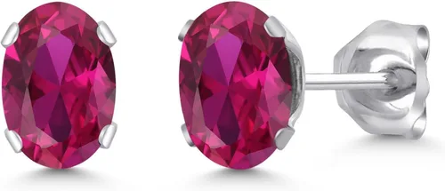 Miniatura 19 de Gem Stone King Oval Stud Earrings For Women Men 925 Sterling Silver Oval 6X4MM Gemstone Birthstone Fine Jewelry for Her Him Mom Dad Wife