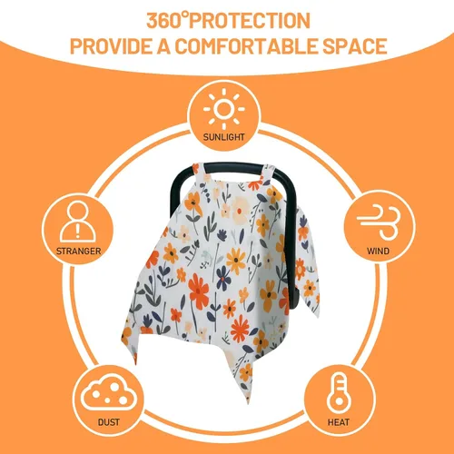 Miniatura 4 de 80S Funda de asiento de coche de muselina para bebés - Toldo suave y transpirable para portabebés, parasol ligero para el verano, ajuste universal