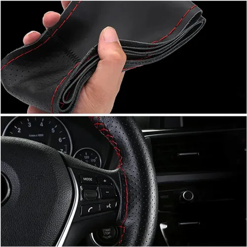 Miniatura 5 de Cubierta de volante de costura a mano para Kia K3 2013-2018 para Ceed Cee'd Cerato Forte Koup Forte5 2014 línea negra transpirable antideslizante