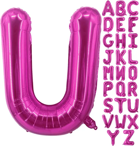 Miniatura 10 de Lovoir Globos grandes de 40 pulgadas de color rosa intenso con la letra H de gran tamaño, globo de helio de aluminio de Mylar para decoración