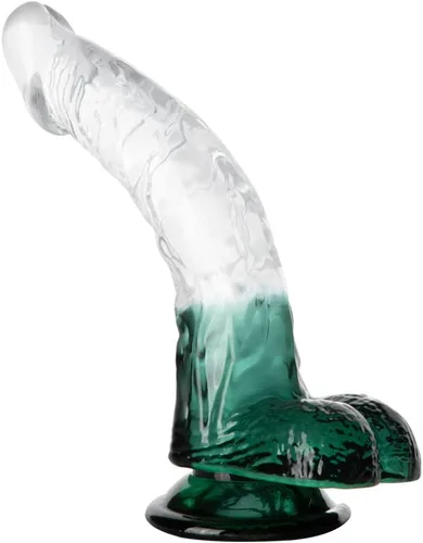 Miniatura 9 de FST Consolador realista de eje curvado, estimulación del punto G, pene con fuertes testículos de succión y diseño de venas para estimulación sexual