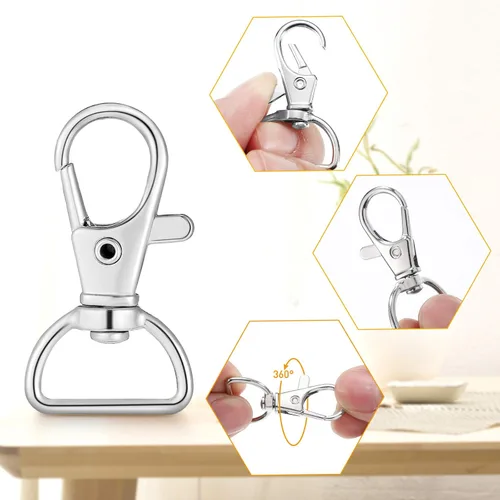 Miniatura 3 de Hotop 35 piezas de cierres giratorios para llavero, gancho de clip de metal de langosta con anillos en D para llavero, bolso, hardware, proyecto