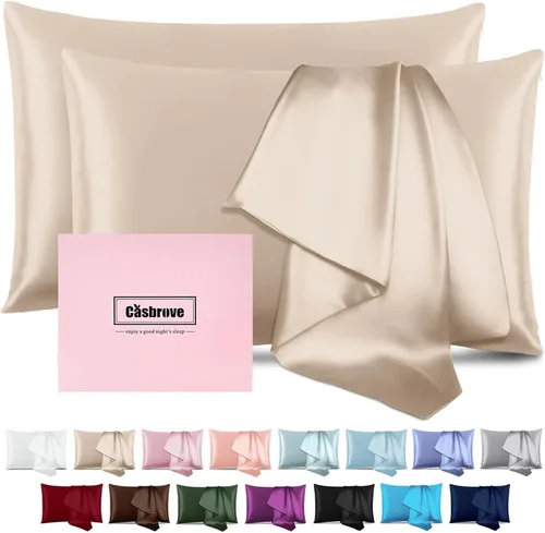 Miniatura 23 de Fundas de almohada de seda para cabello y piel, de seda de morera, suave, transpirable, de ambos lados, de seda natural, con cremallera, 1 paquete