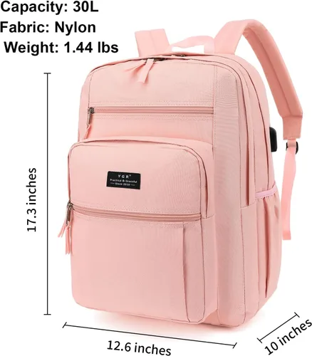Miniatura 5 de YGR Mochila de viaje para laptop, mochila antirrobo, casual, mochila delgada para computadora portátil, resistente al agua, bolsa de computadora Rosa