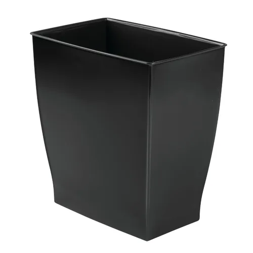 iDesign - Cubo de basura pequeño de plástico para baño, rectángulo delgado para dormitorio, oficina, dormitorio, color negro | Rectángulo delgado,