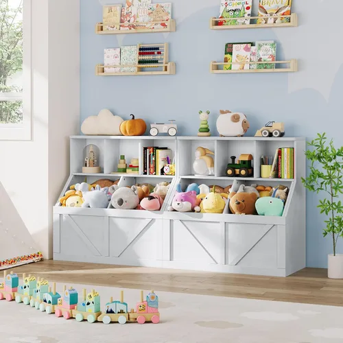Miniatura 5 de Estantería y almacenamiento de juguetes para niños, organizador de almacenamiento de juguetes, organizador de juguetes con armario de almacenamiento