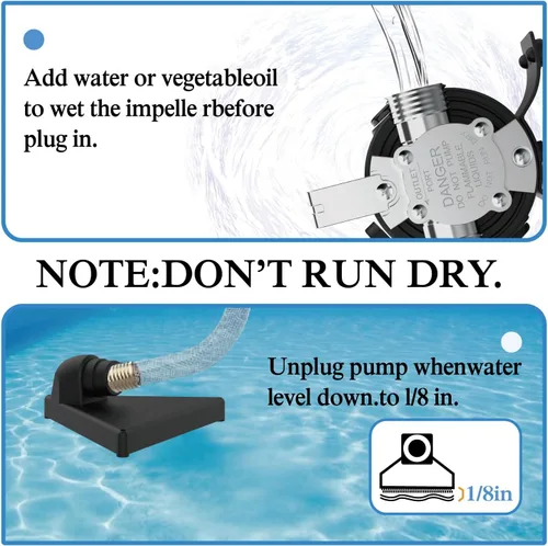 Miniatura 5 de Bomba de agua eléctrica de 120 V, bomba de utilidad de 330 GPH, 1/10 HP para barril de lluvia, manguera de jardín, estanques, piscinas, acuarios