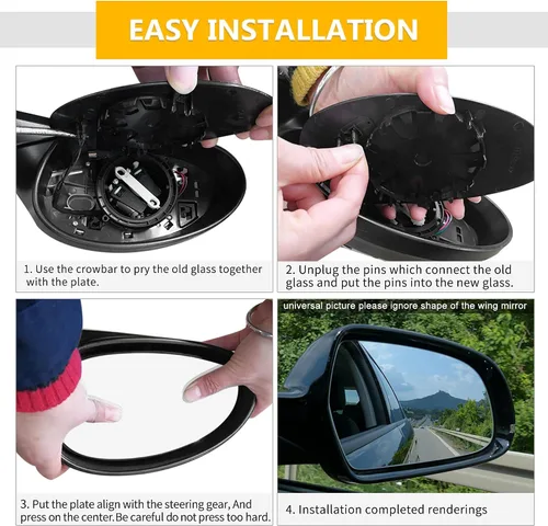 Miniatura 7 de X AUTOHAUX Espejo retrovisor de coche de repuesto con placa de respaldo calentado lado derecho del pasajero para Jeep Cherokee 2014 2015 2016 2018