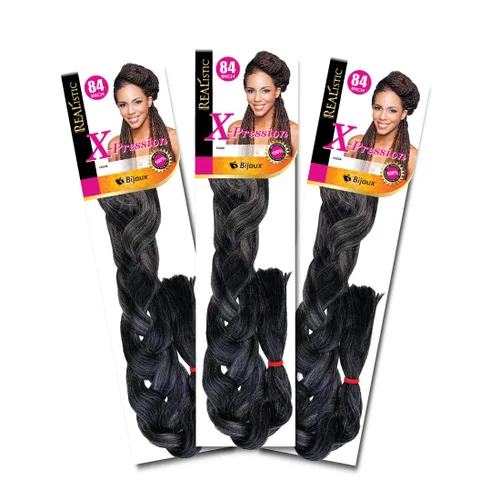Miniatura 53 de Realistic Trenza original X-Pression 84 pulgadas 100% Kanekalon (paquete de 3, 1) M-61XPRES84