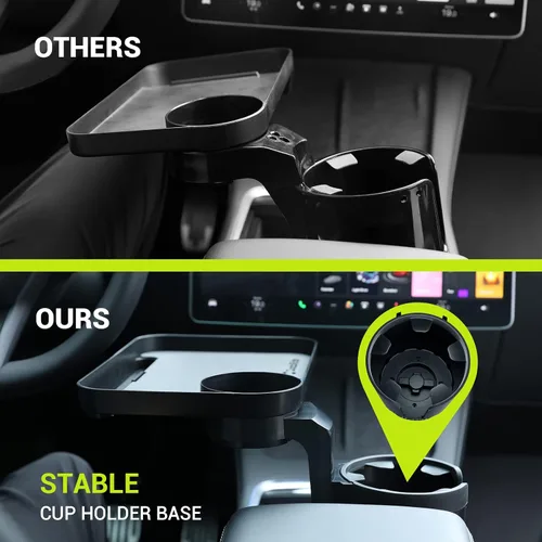 Miniatura 5 de SodaRide Bandeja para portavasos de automóvil, expansor, bandeja de mesa de alimentos desmontable 3 en 1 con base sólida, accesorios esenciales