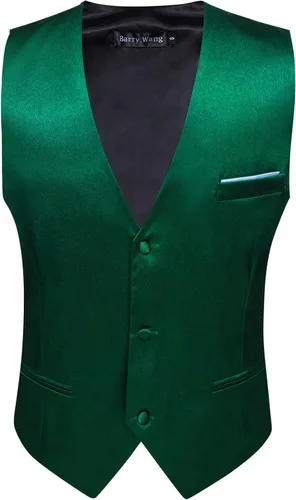 Miniatura 5 de Barry.Wang Chaleco formal para hombre, cuello en V, ajustado, casual, colores sólidos, chaleco para fiesta de boda