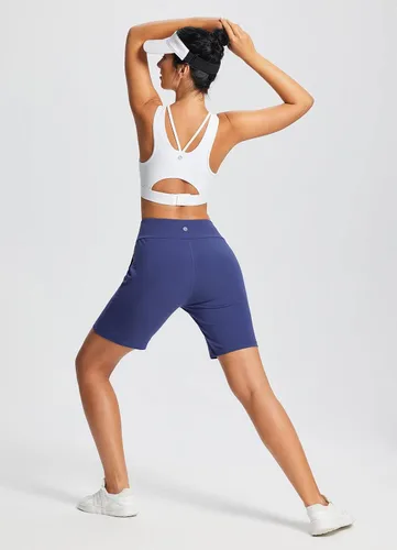 Miniatura 6 de BALEAF Bermudas de 8 pulgadas para mujer, pantalones cortos deportivos largos de algodón, con control de abdomen, estilo casual, para descansar