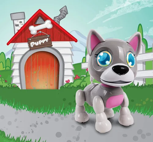 Miniatura 5 de NKOK USB PetBotz - Robo Puppy, recargable, miniatura, robot interactivo para mascotas, iluminado, activado por sonido, hace ruidos bajo orden, viene