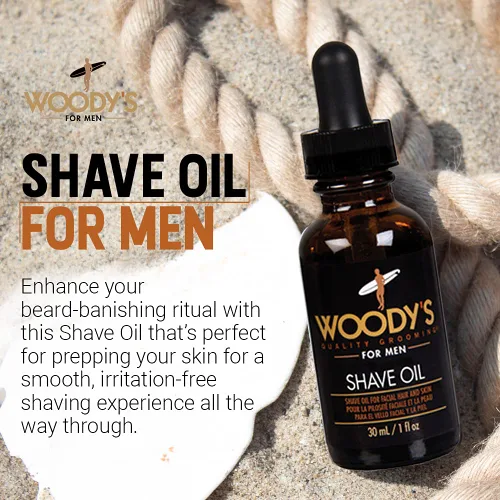 Miniatura 2 de Woody's Aceite de afeitado para hombres, capa de aceite base preafeitado para un afeitado mejorado y una piel más suave, 1 onza líquida