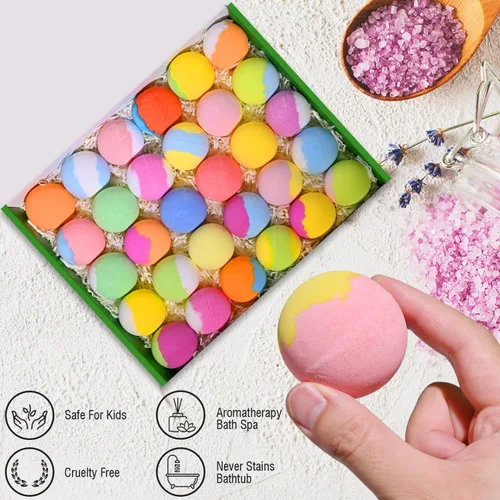 Miniatura 6 de Bombas de baño para niños con juguetes en el interior para niñas y niños, paquete de 30 bombas de baño de regalo con sorpresa, bolas de baño