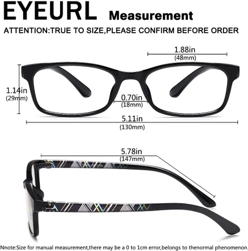 Miniatura 3 de EYEURL Paquete de 2 lentes de lectura con bloqueo de luz azul para mujeres y hombres, lentes de lectura para computadora + aumento de 1.0, anteojos