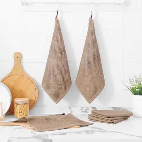 Miniatura 110 de Kitinjoy - Paños de cocina de 100 % algodón, tela de tejido gofrado, paño de limpieza ultrasuave, absorbente y de secado rápido. Beige