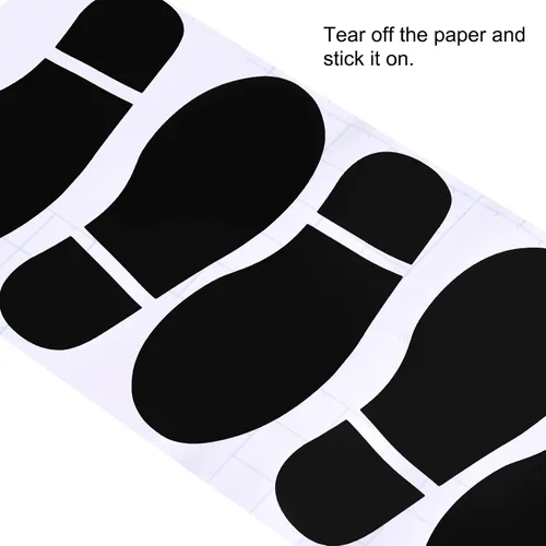 Miniatura 5 de PATIKIL Adhesivo de huellas de 6 x 2.5 pulgadas, 8 pares de zapatos de PVC para decoración de clase, guía de escaleras, color negro