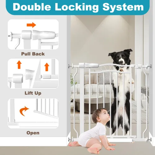 Miniatura 6 de Puerta de bebé extra ancha para puertas de 53.1 a 62.6 pulgadas, puertas para perros montadas a presión con puerta, barrera de seguridad infantil