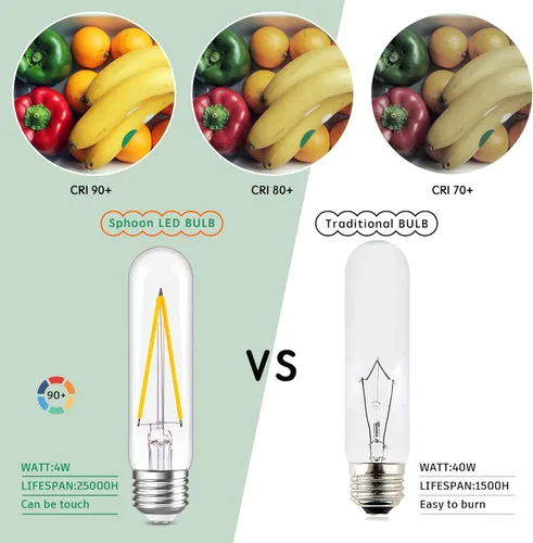 Miniatura 4 de Bombilla LED vintage de 4 W regulable, 2700 K, luz blanca cálida, E26 T10 Edison, equivalente a 40 W, 400 lm, para lámpara colgante de candelabro