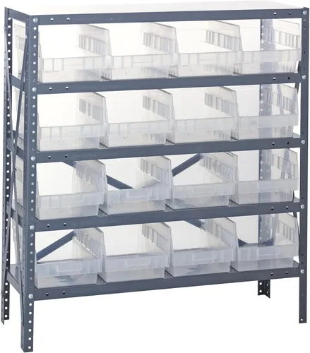 Miniatura 93 de Quantum QSBU-245BK Heavy Duty Shelving Unit with (7) Shelves and (24) QUS245 Black Bins for Garage Warehouse Storage Distribution 400 lb Load