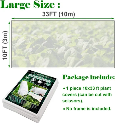 Miniatura 6 de Cubiertas para plantas, protección contra la congelación, 10 x 33 pies, reutilizable, rectangular, protección contra heladas, cubierta flotante