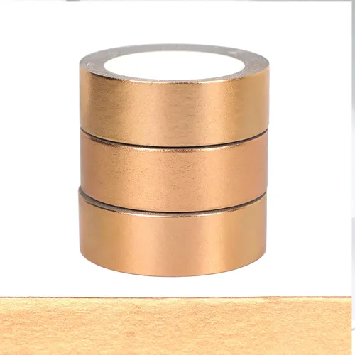 NatSumeBasics 3 Cintas Washi de Bronce Dorado Metálicas para Enmascarar 0.6" x 32 pies. Cintas Washi de Papel Metálico para Manualidades Calcomanías