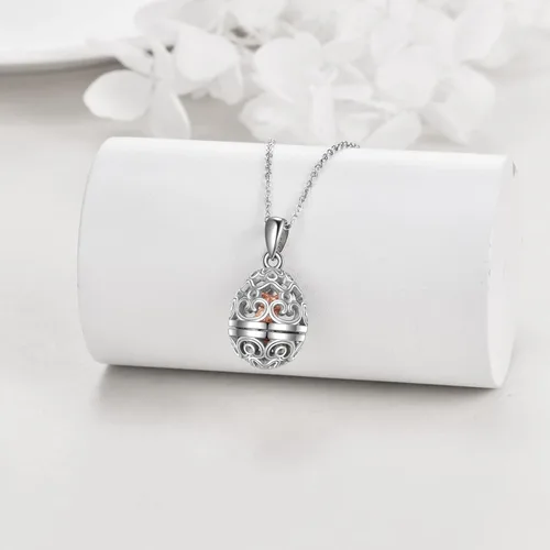 Miniatura 4 de AXELUNA Fox Necklace Sterling Silver Easter Egg Necklace Fox Pendant Animal Jewelry Gifts for Women Girls Birthday Graduation Gift