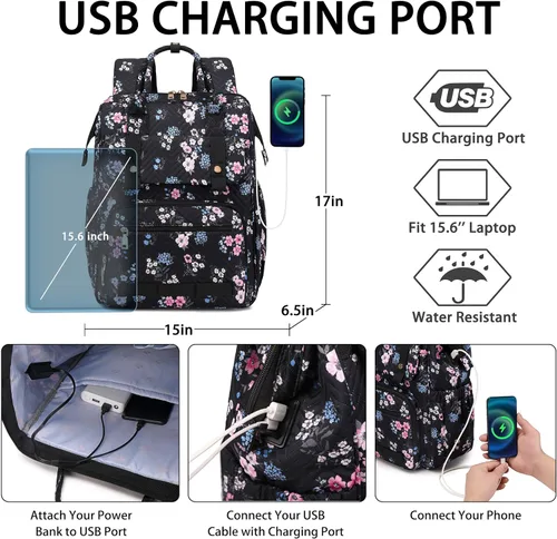 Miniatura 4 de Hidds - Mochila para laptop de mujer, mochila escolar universitaria, cartera para trabajo de negocios, bolsa de viaje, mochila para adolescentes