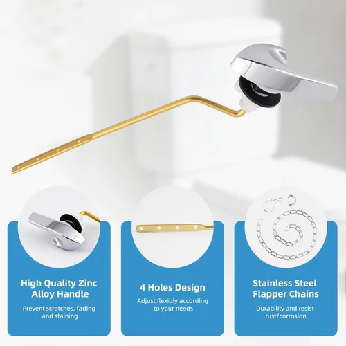 Miniatura 2 de iFealClear Kit universal de repuesto para manija de inodoro, mango de inodoro de montaje lateral/angular, compatible con Kohler Cromo