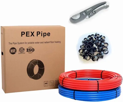 Miniatura 9 de EFIELD Tubo Pex-b de 1/2 pulgada y 200 pies, 2 x 100 pies, azul y rojo, accesorios Pex (15), herramienta de engarzado, abrazaderas y kit combinado