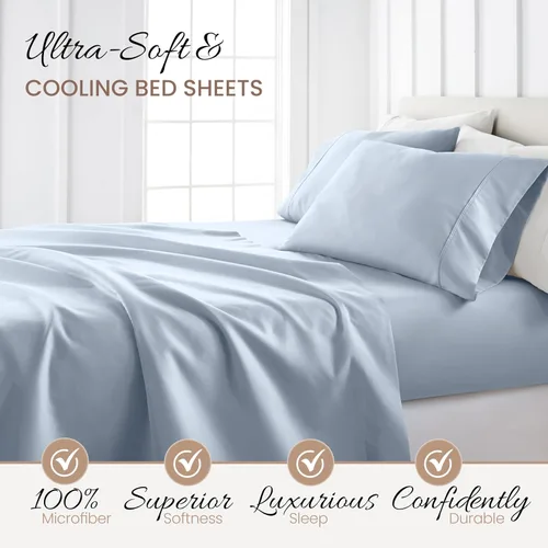 Miniatura 3 de Linen Market Sábanas para cama de tamaño individual (azul claro) – Duerme mejor que nunca con estas sábanas individuales suaves y refrescantes