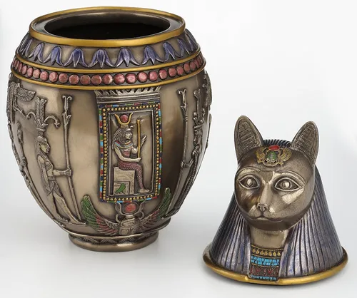 Miniatura 2 de Urna conmemorativa de gato bastet egipcio raro