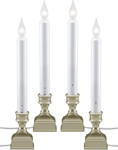 Miniatura 10 de 612 Vermont VT-1270A-4 - Velas eléctricas LED para ventana con punto caliente brillante, sensor del atardecer al amanecer, llama parpadeante