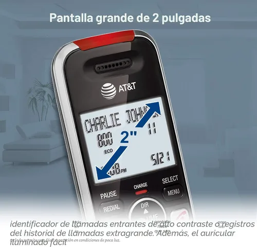 Miniatura 6 de AT&T BL102-2 DECT 6.0 - Juego de 2 teléfonos inalámbricos para el hogar con contestador